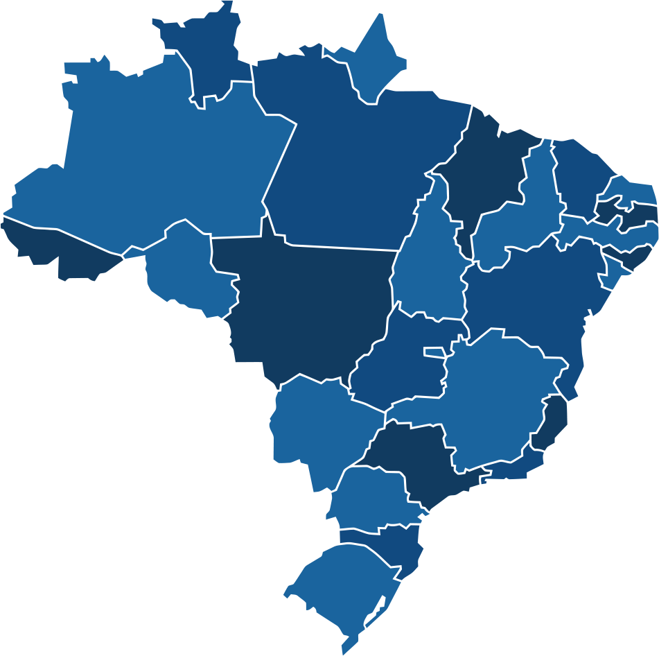 Mapa do Brasil representando a presença nacional da BEM